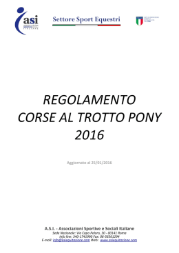 regolamento corse al trotto pony 2016