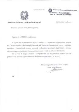 Ministero del lrn-wm @ delle PO!itiche sociali JR&ldquo; i