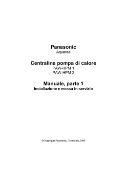 Panasonic Centralina pompa di calore Manuale, parte 1
