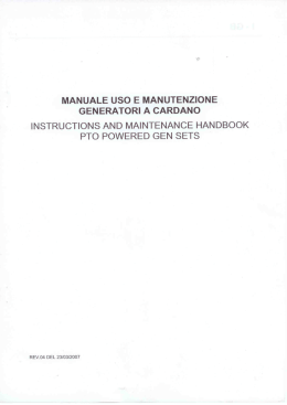 MANUALE USO E MANUTENZIONE GENERATORI A CARDANO