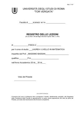 registro delle lezioni - Universit&agrave; degli Studi di Roma "Tor Vergata"