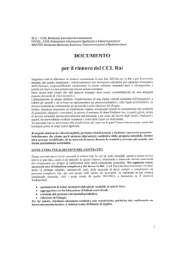 DOCUMENTO per il rinnovo del CCL Rai