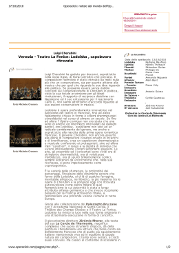 Venezia - Teatro La Fenice: Lodoïska , capolavoro ritrovato