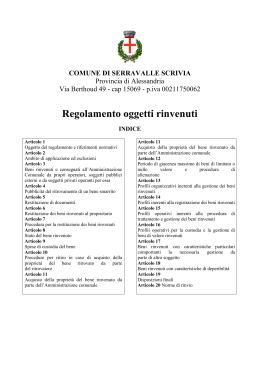Regolamento oggetti rinvenuti - Comune di Serravalle Scrivia