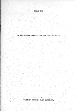 Il problema dell`enunciato in Foucault