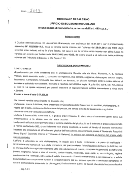 TRIBUNALE DI SALERNO UFFICIO ESECUZIONI IMMOBILIARI Il