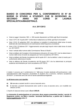 BANDO borse 2° anno LS_LM - University of Milano
