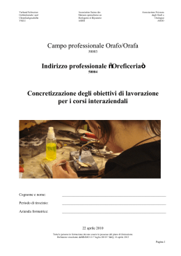 Campo professionale Orafo/Orafa Indirizzo professionale “Oreficeria