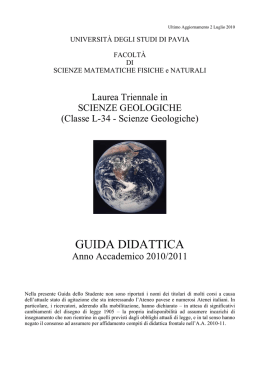 Laurea triennale in Scienze Geologiche Guida studente a_a 2010