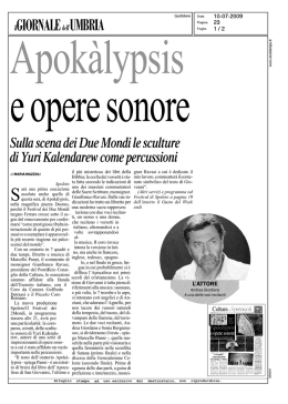 il Giornale dell Umbria - Apokalypsis e opere sonore