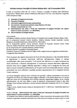 Verbale riunione Consiglio di Istituto Matteo Ricci del