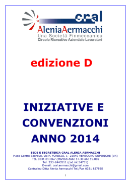 edizione D INIZIATIVE E CONVENZIONI ANNO 2014