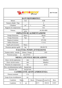 dati motoristici impianto di alimentazione fasatura pompa d`iniezione