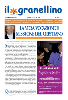 la vera vocazione e missione del cristiano