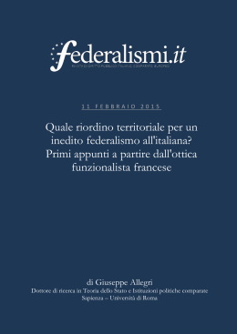 Quale riordino territoriale per un inedito federalismo