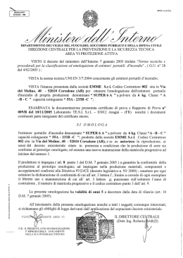 Omologa ministeriale - Emme Antincendio Srl