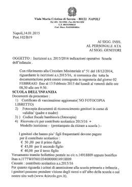Napoli, 14.01 .20 1 5 - DD Statale 4&deg; Circolo "Maria Cristina di Savoia"