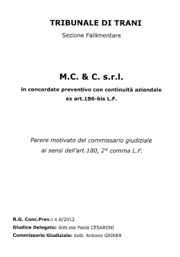 Parere motivato del Commissario Giudiziale ex art