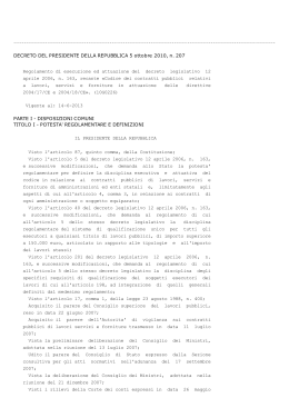 DECRETO DEL PRESIDENTE DELLA