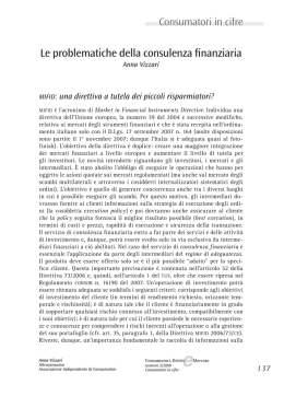 Le problematiche della consulenza finanziaria