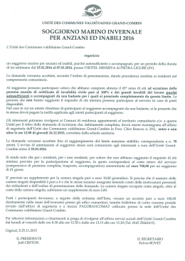 SOGGIORNO MARINO INVERNALE PER ANZIANI ED INABILI 2016