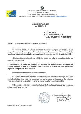 276 sciopero comparto scuola 15 febbraio 2016
