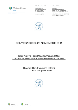 CONVEGNO DEL 23 NOVEMBRE 2011