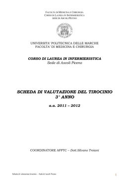 Scheda valutazione PUA doc - Facolt&agrave; di Medicina e Chirurgia