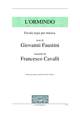 L`ORMINDO Giovanni Faustini Francesco Cavalli