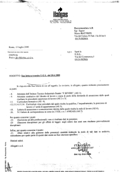 Le inviamo quanto richiesto rispetto alla legge 675/96