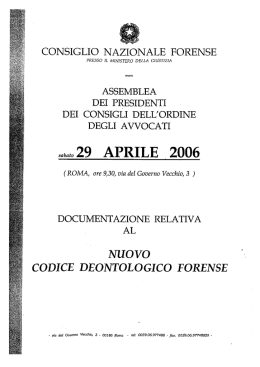 Documentazione C.N.F. relativa al nuovo Codice Deontologico