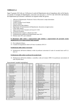 Verbale Consiglio di Dipartimento n. 1 2013