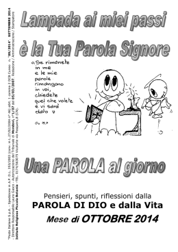 Ottobre 2014 - Comunit&agrave; Piccola Betania