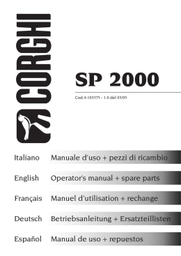 Italiano Manuale d`uso + pezzi di ricambio English Operator`s