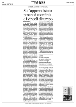 Sull`apprendistato pesano i &laquo;confini&raquo; e i vincoli di tempo