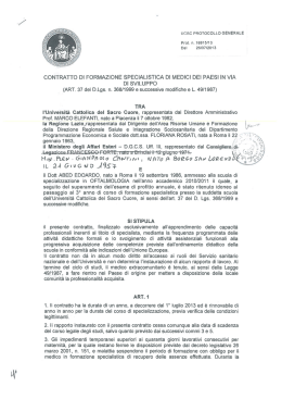 contratto di formazione specialistica di medici dei paesi in via di