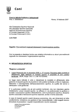 Provvedimenti regionali interessanti l - Scuola dello Sport