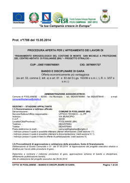 “la tua Campania cresce in Europa” Prot. n°1788 del 15.05.2014