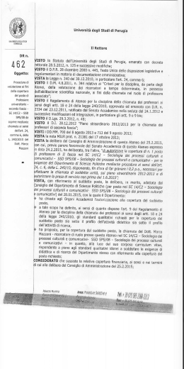 II Rettore - Universit&agrave; degli Studi di Perugia