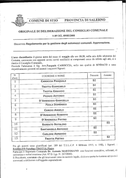 originale di deliberazione del consìglio comunale