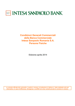 Condizioni Generali Commerciali della Banca Commerciale Intesa