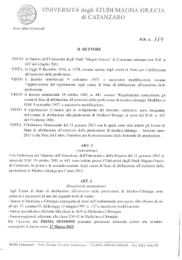 Scarica Allegato - &ldquo;Magna Graecia&rdquo; di Catanzaro