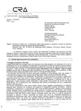 Risposta della CRA alla Relazione Tecnica e