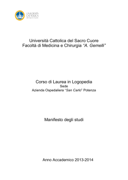 Corso di Laurea in Logopedia Manifesto