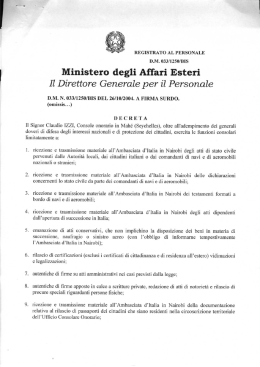 Ministero degli Affari Esteri Il Direttore Generale per il Personale