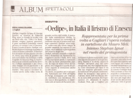 Oedipe&raquo;, in ltalia il Iirismo di Enescu