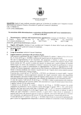 OGGETTO: bando di gara mediante procedura aperta per la