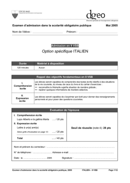 Epreuve d`italien