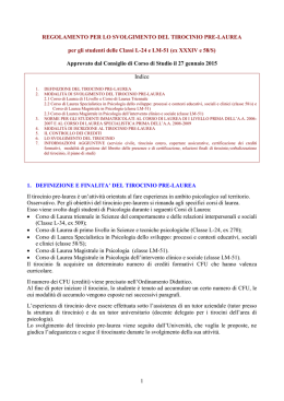 Regolamento tirocini pre-lauream - Dipartimento di Lettere, Arti