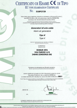 Page 1 CERTIFICATO DI ESAME C &euro; DI TIPO EC TYPE